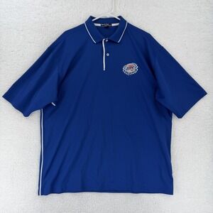 Miller Lite Racing Shirt Mens XL Blue NASCAR Auto Racing Sport-Tek Polo